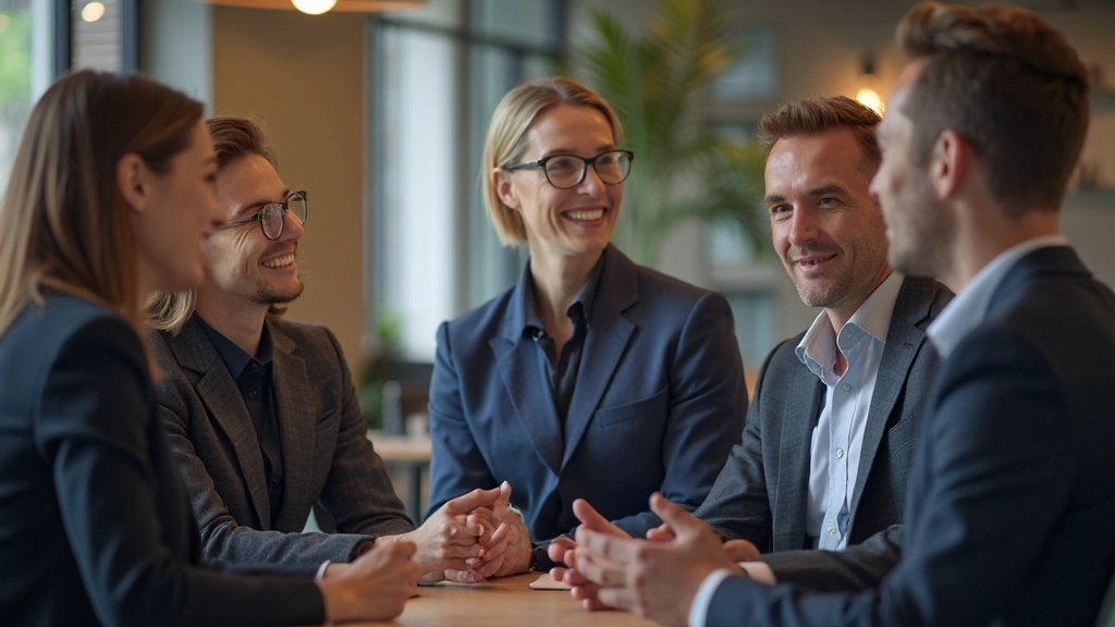 Diverse groep professionals in een kantooromgeving met verschillende communicatiestijlen zichtbaar