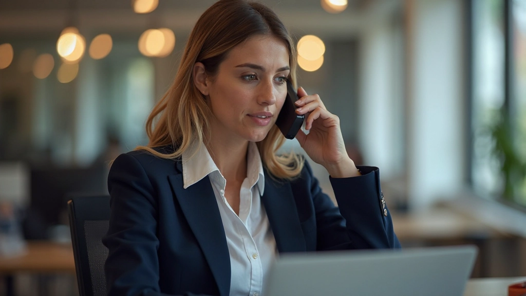 Professionele vrouw voert telefoongesprek op kantoor